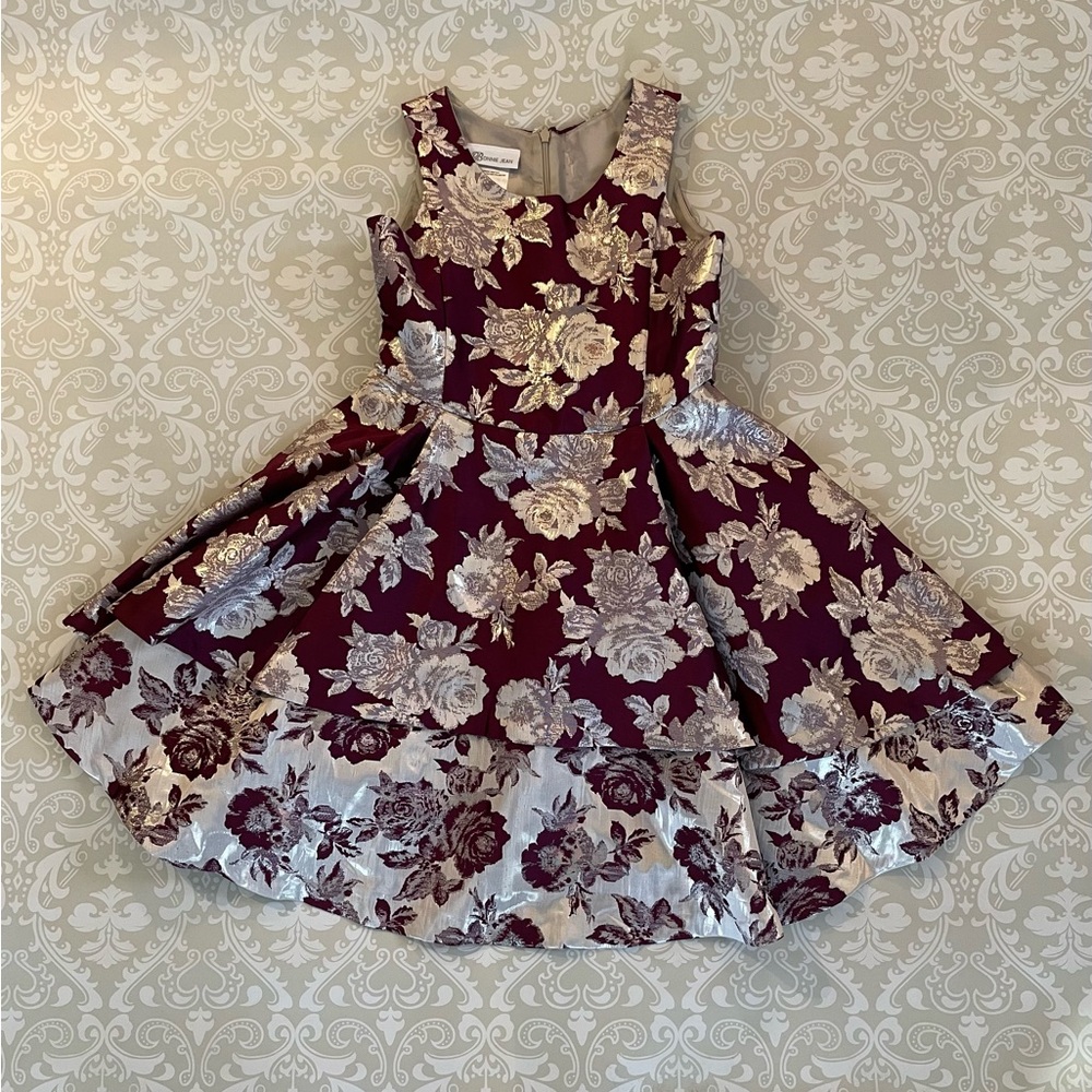 Bonnie Jean merlot colored floral dress